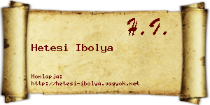 Hetesi Ibolya névjegykártya